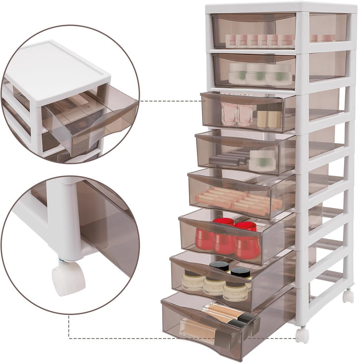 Schubladenschrank 8 Schubladen Rollcontainer Kunststoff Khaki