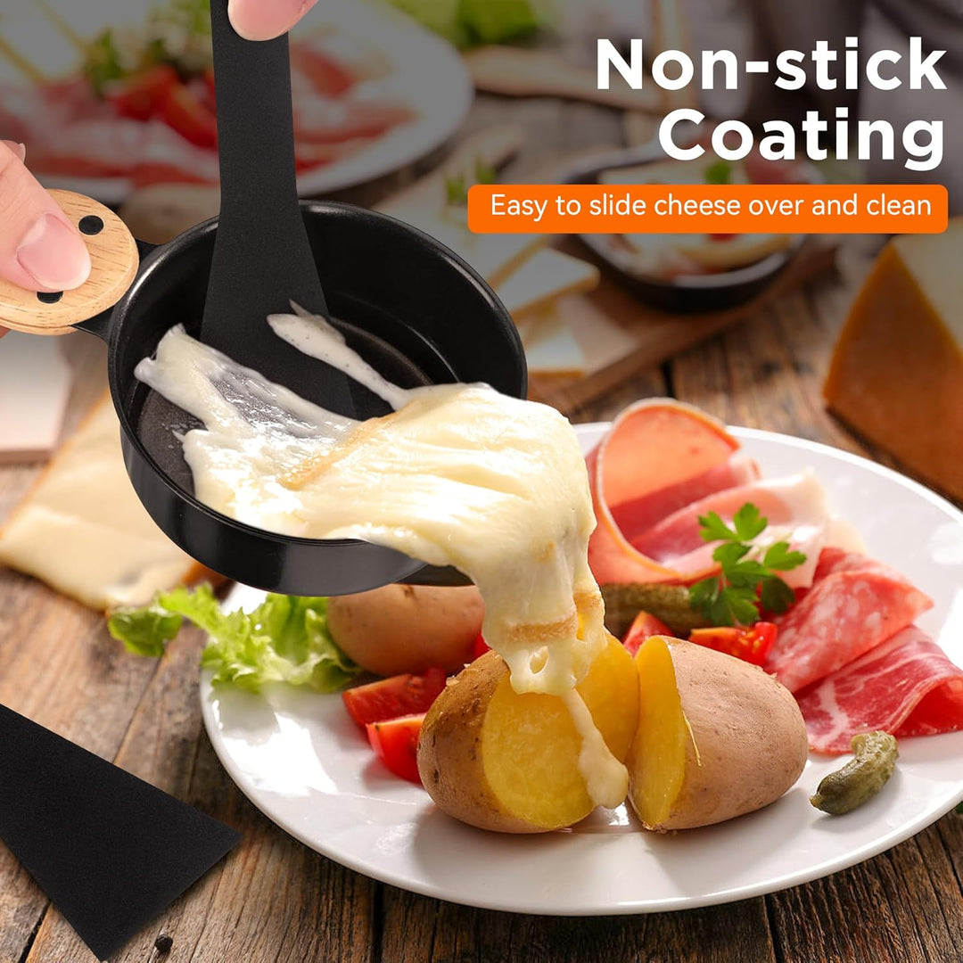4 Stück Mini Raclette Grill Set, Teelicht Raclette antihaftbeschicht, Raclette Teelichtofen, Antihaf
