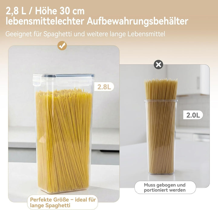 2.8L/30CM Küchen Vorratsdosen mit Deckel Luftdicht Gross 16er Set BPA Frei, aufbewahrungsbox mit dec