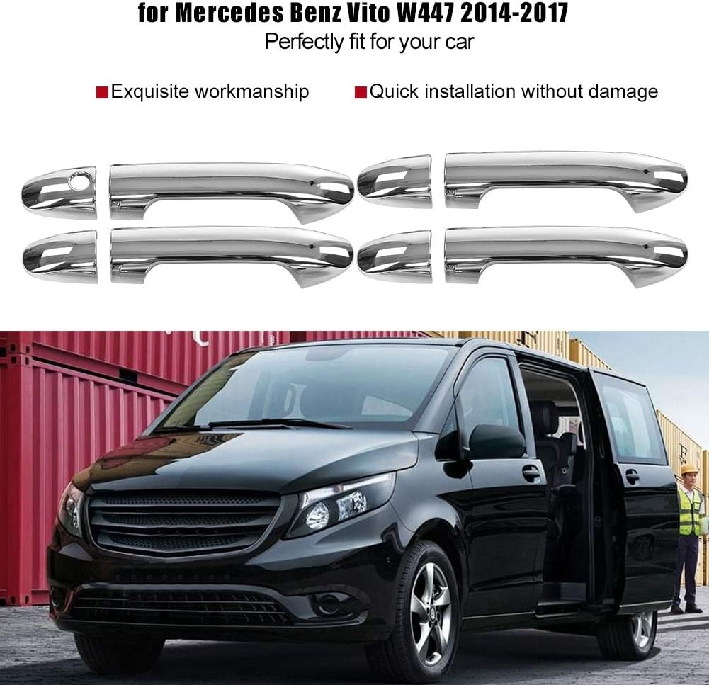Keenso Auto Aussentürgriff Abdeckung, 8 Stk Auto Türgriff ABS Galvanisieren Abdeckung Zierleisten Tü