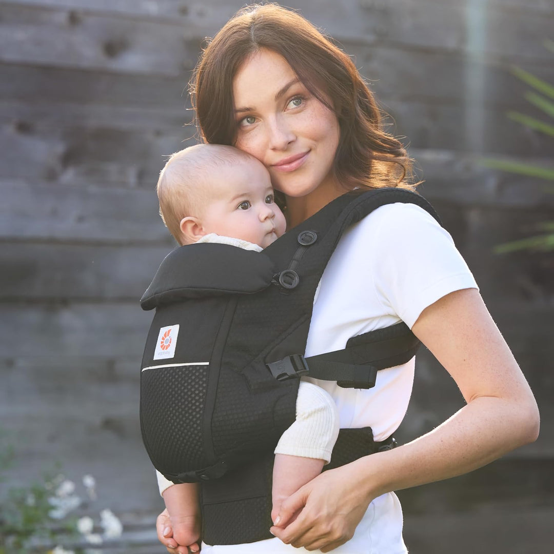 Ergobaby Adapt Babytrage für Neugeborene ab Geburt, 3-Positionen SoftFlex Mesh Ergonomische Babybauc