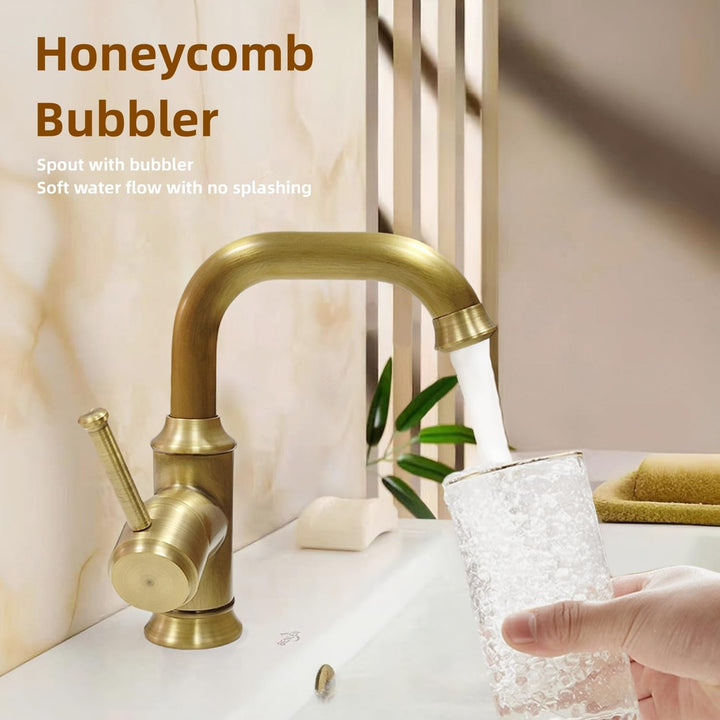 Wasserhahn Bad Antik Messing, Retro 360° Schwenkbar Waschtischarmatur,Einhebel Mischbatterie Waschbe