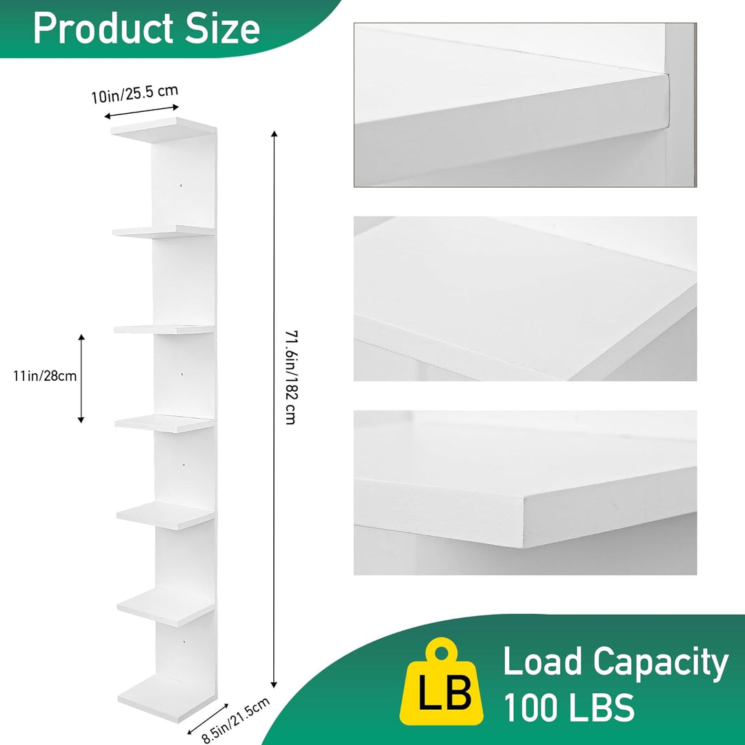 PHOENANCEE 7-stufiges Wandregal, vertikales Regal, Organizer Tall Tower Design dekoratives Wandregal