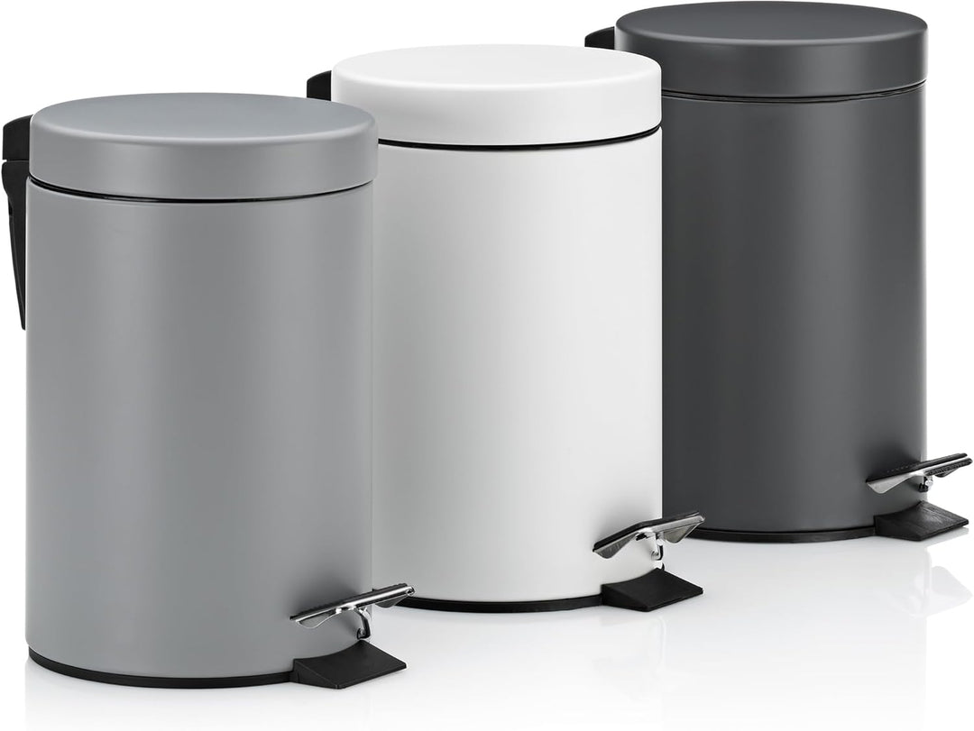 kela Kosmetikeimer weiss 3l, Metall Tretmülleimer Badezimmer, Badmülleimer mit Inneneimer und Trageh