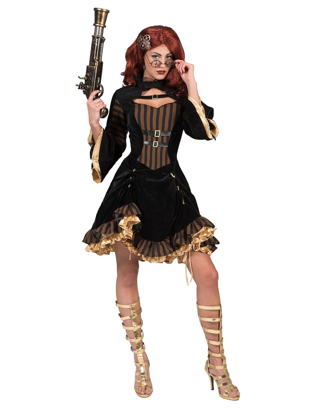 Kostüm Steampunk Dame Violet Grösse 36/38/Schwarz Gold Kleid Damenkostüm Steampunkkostüm Karneval Fa