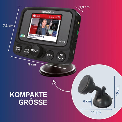 Albrecht DR56 C Digitalradio-Tuner mit Farbdisplay, 27156, zum Aufrüsten für Autoradios, FM-Transmit