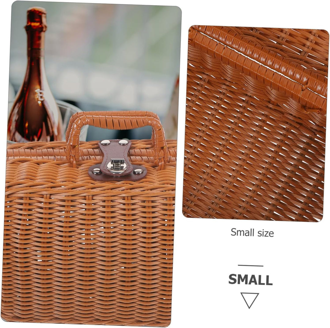 BESPORTBLE Koffer aus Rattanimitat Picknickkorb aus Rattan simuliertes handgewebtes Rattangehäuse Au