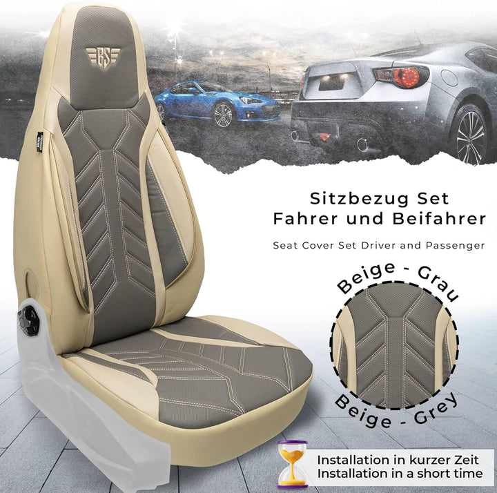 BREMER SITZBEZÜGE Mass Sitzbezüge Schonbezüge für Ford Fiesta MK 7 DPL509 DPL509 - Beige/Grau Fiesta