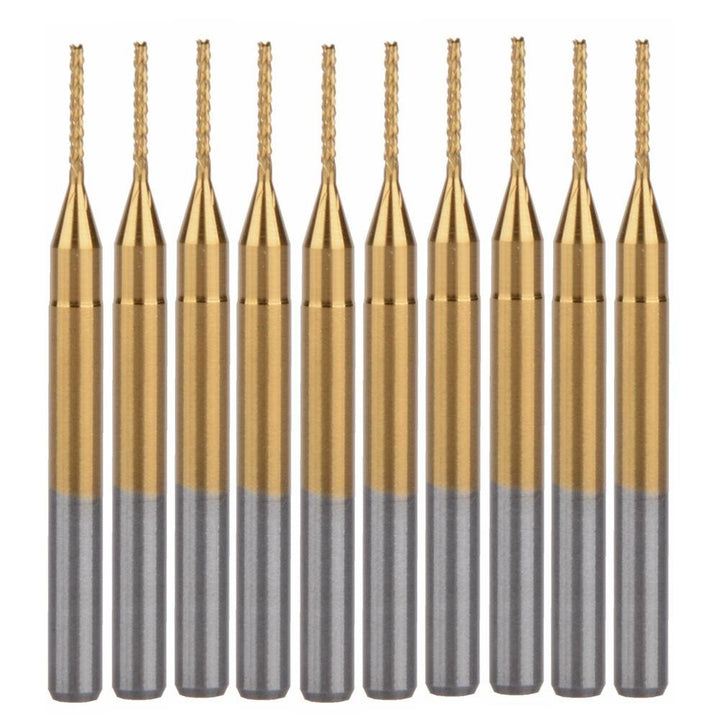 EU_HOZLY Titan beschichtet 0.8mm Leiterplattenfräser CNC Rotary Burrs Packung mit 10, 0.8mm