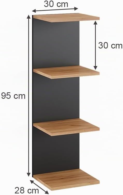 Vicco Wandregal Paolo, hängendes Regal, Anthrazit, 30 x 95 cm Anthrazit 95 cm, Einzel, Anthrazit 95