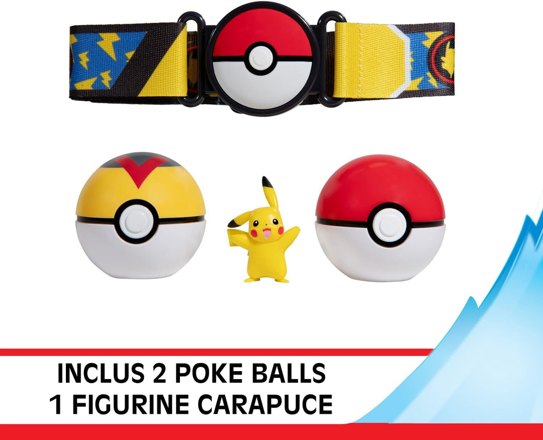 Bandai - Pokémon – Gürtel Clip 'N' Go Pikachu Pokémon Day – 1 Gürtel, 2 Poké-Balls und 1 Pikachu-Fig