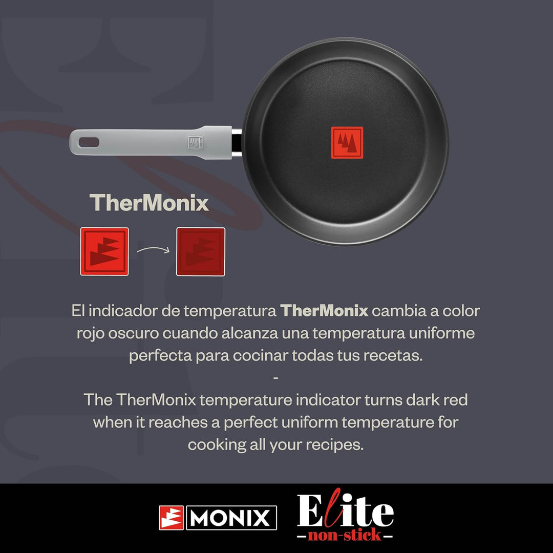 Monix Elite Non Stick Set mit 3 Pfannen, 20-24 - 26 cm, Edelstahl 18/10, dreilagige Antihaftbeschich