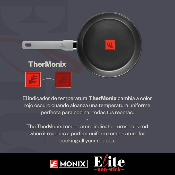 Monix Elite Non Stick Set mit 3 Pfannen, 20-24 - 26 cm, Edelstahl 18/10, dreilagige Antihaftbeschich