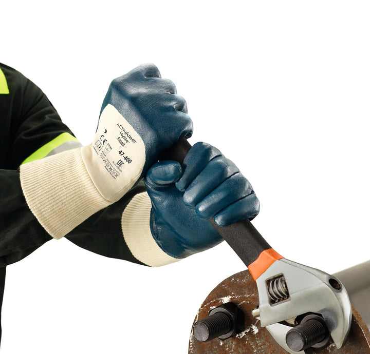 Ansell Hylite 47-400 Mehrzweckhandschuhe, Mechanikschutz, Blau, Grösse 7 (12 Paar) Strickbund 7 (S),