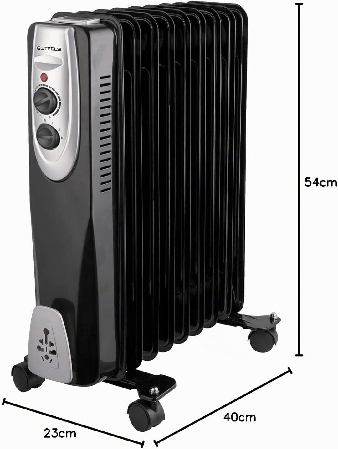 Gutfels HR 32009 sw Öl-Radiator | 3 Heizstufen | 9 Rippen | 2000 Watt Leistung | Schwarz, 5050075
