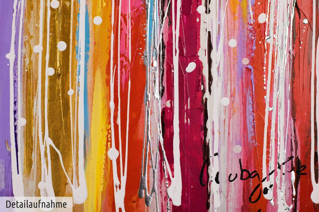 KunstLoft Leinwandbild | 100% HANDGEMALT | 120x60cm | Gemälde 'Line it ' | Abstrakt | Bunt | Wandbil