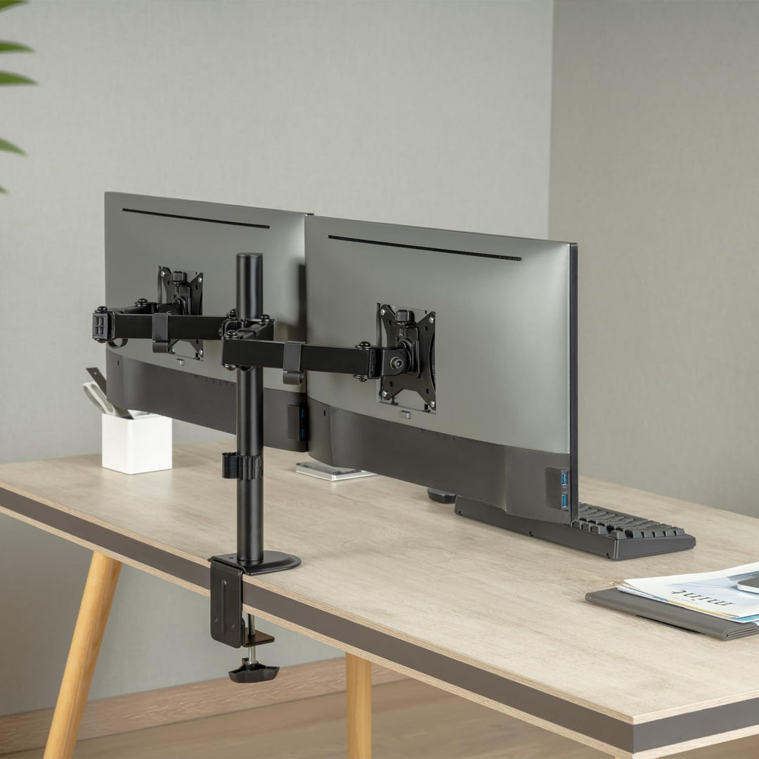 AISENS Eco-Tischhalterung, drehbar und neigbar, für Monitor/TV, 9 kg (3 Schwenken, 2 Arme), 17-32 cm