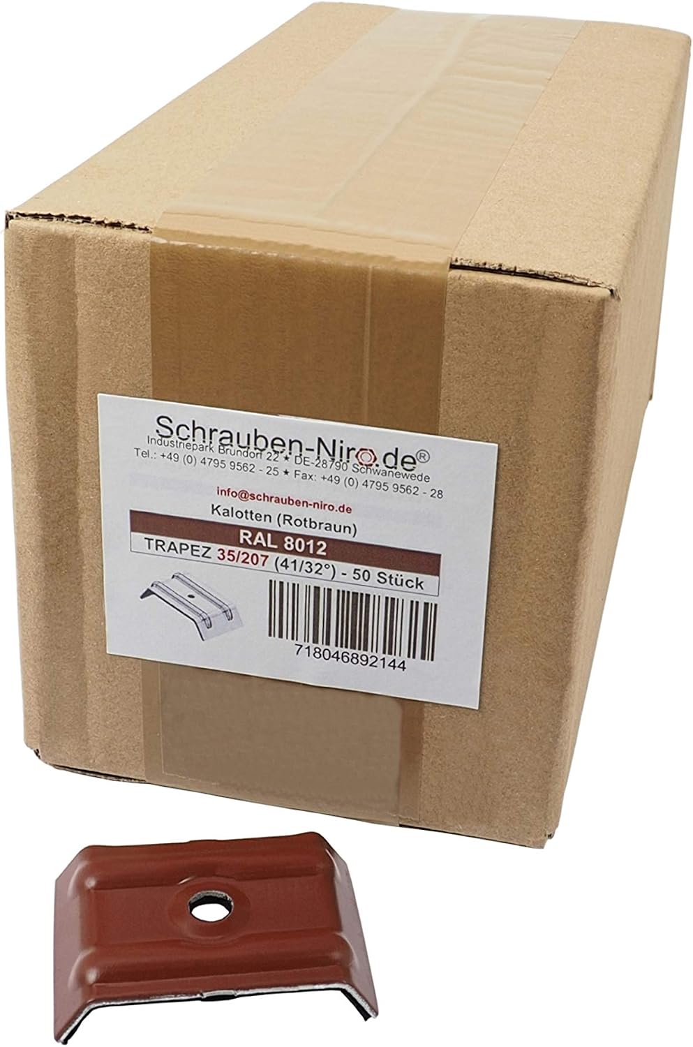 200 Stück Kalotten 35/207 farbig für Wellplatten Lichtplatten Trapezblech Rotbraun RAL 8012 200 Ral