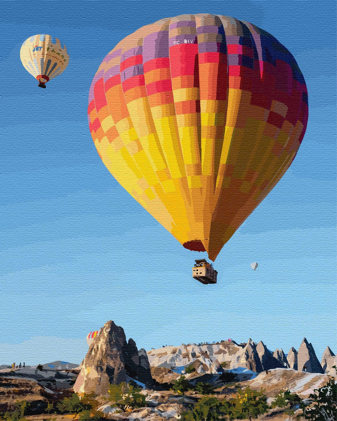 Artnapi Malen nach Zahlen Erwachsene mit Rahmen | DIY Handgemalt | Bunte Ballons über der Landschaft