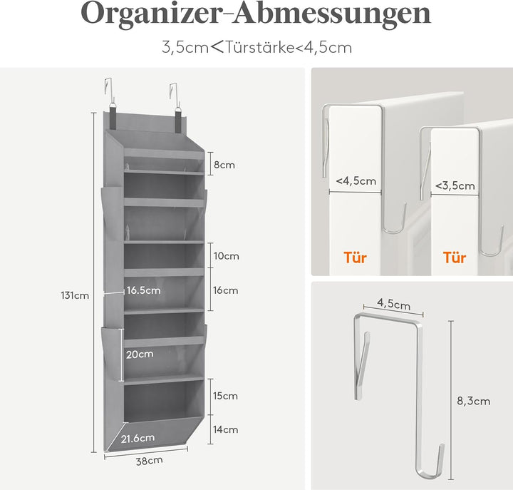 Lifewit Türorganizer Hängeorganizer, 5 Regal klar Fenster hängende Lagerung mit 4 Mesh Seitentaschen