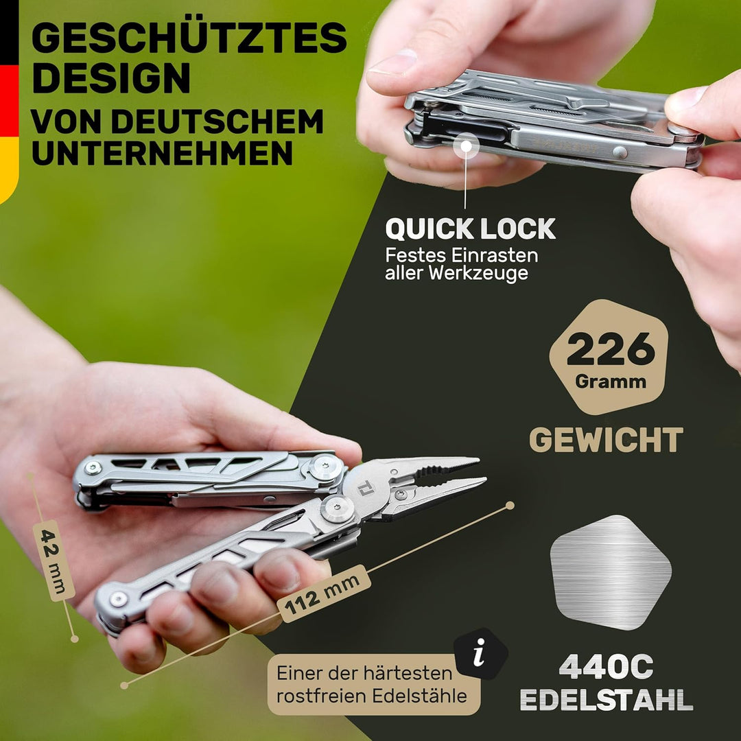 Premium Multitool Werkzeug [rostfreier Edelstahl] Survival Multifunktionsmesser perfektes Camping Zu