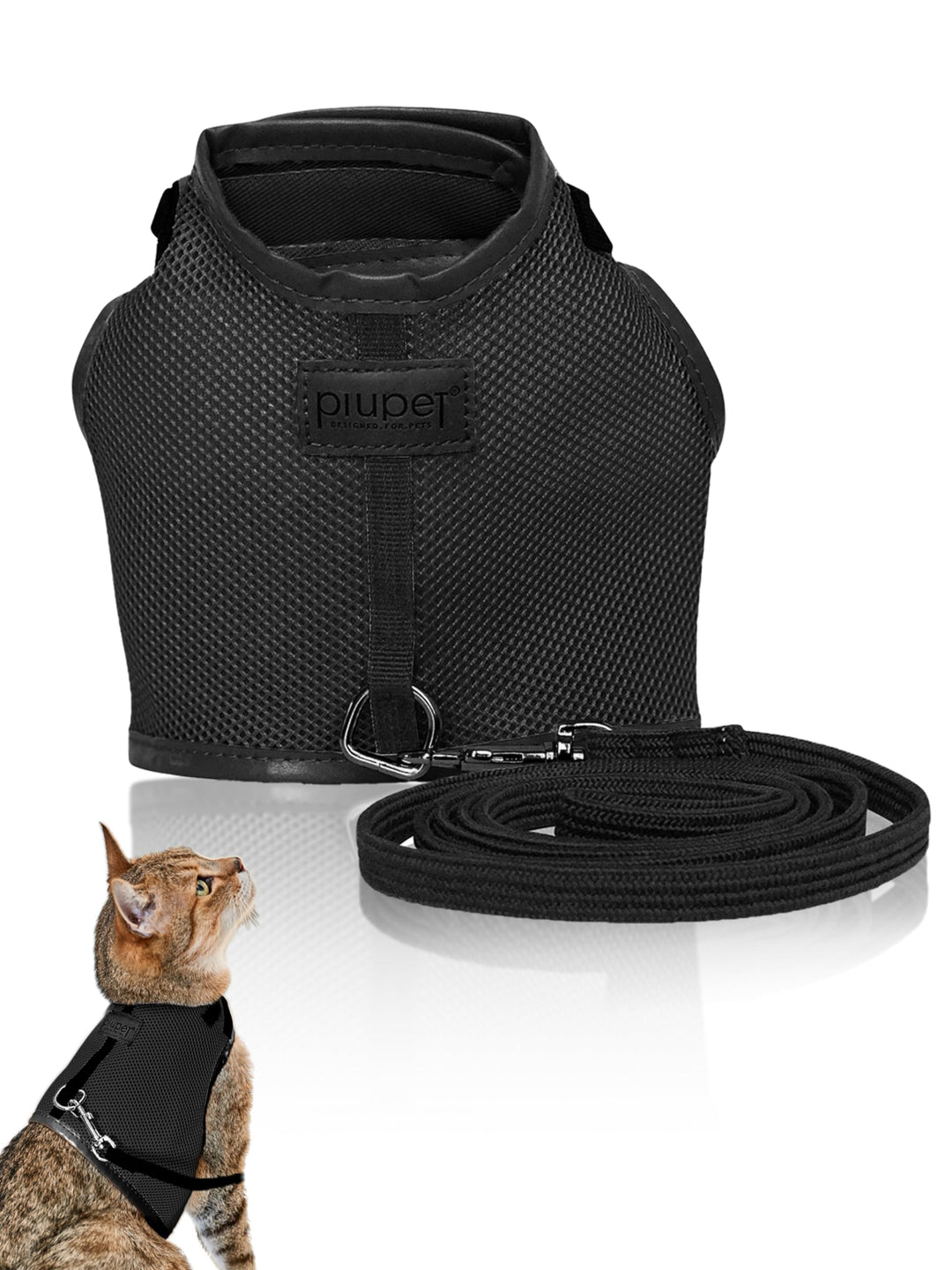 PiuPet® Katzengeschirr (S) Mit 1,2m Leine | Ausbruchsicher | Geschirr für Katzen | Katzenleine | Sch