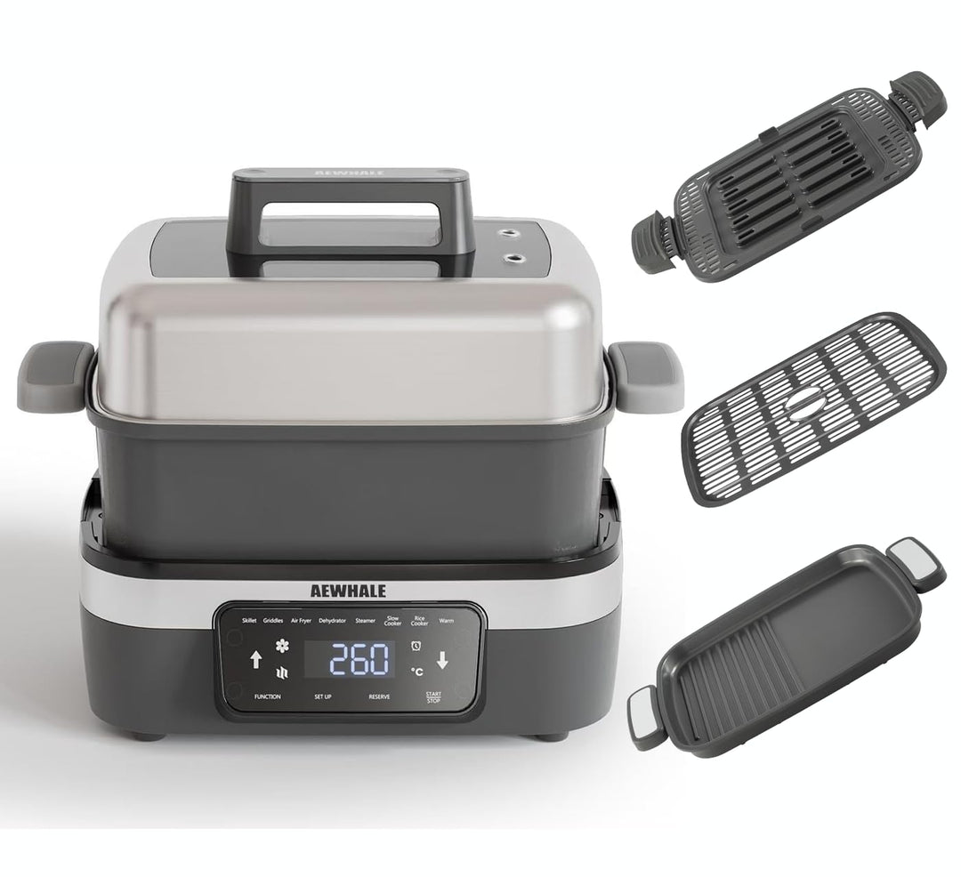 AEWHALE 8-in-1 Multikocher mit Air Fryer 4.25L, Reiskocher, Slow Cooker, Dampfgarer& Warmhaltefunkti