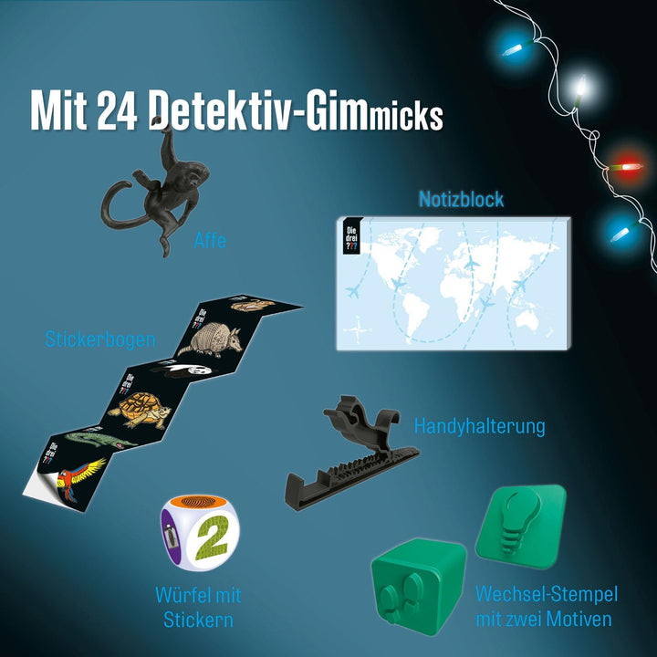 Die drei ??? Adventskalender 2024 von KOSMOS 632571, Löse die 24 Rätsel auf dem verlassenen Flugplat