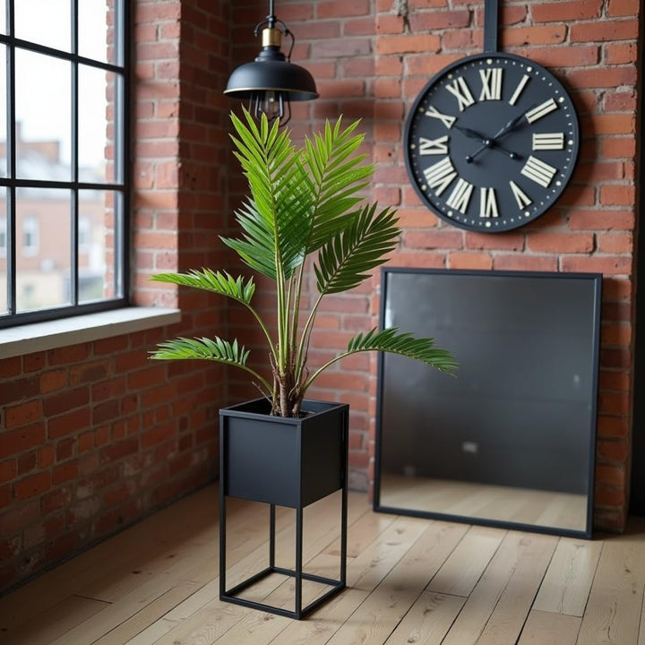 Pflanzenständer Reno - 21x21x50cm - Farbe Schwarz - für Zimmerblumen - Metallregal - Dekorativer Tis