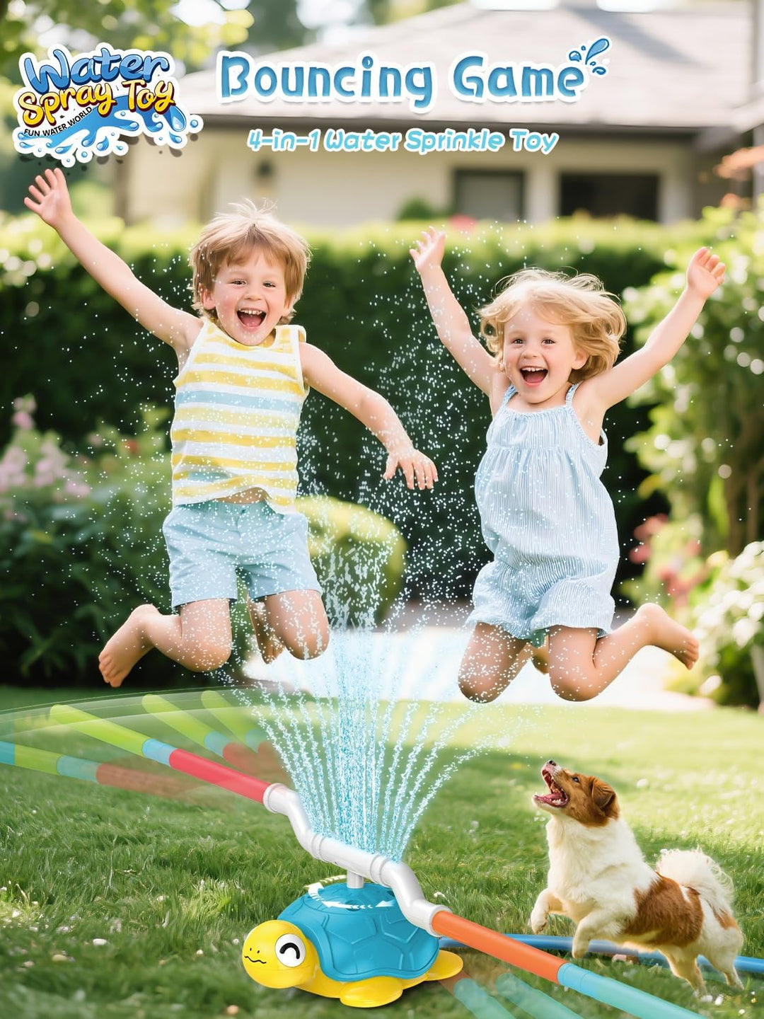 4 in 1 Wasserspielzeug Kinder Outdoor, Sommer Schildkröte Wassersprinkler Spielzeug mit Baseball, Wu