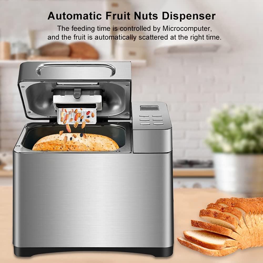 Automatischer 19-in-1-Brotbackautomat, programmierbarer 650-W-Brotbackautomat, Edelstahl Multifunkti
