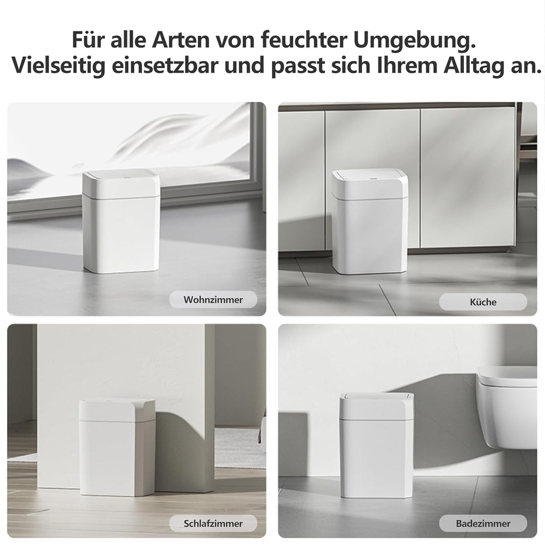 Automatischer Mülleimer 12L mit Sensor - Elektrischer Mülleimer mit Deckel für Küche, Bad, WC - Wass