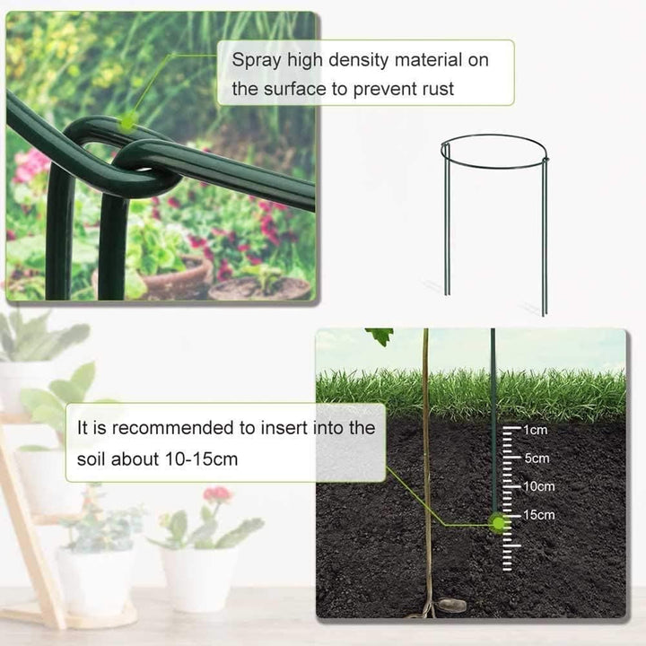 KAZITOO 8 Stück Metall Halbrunde Garten Pflanzenhalter, Metallblumenstützen Ringkäfig-Gartenrand mit