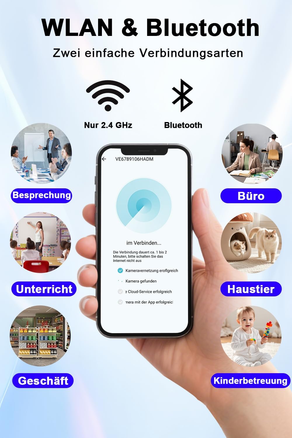 cuoum Mini-Kamera – WLAN Camera mit Live-Übertragung per Handy-App – 4K HD Nachtsicht Kamera mit Bew