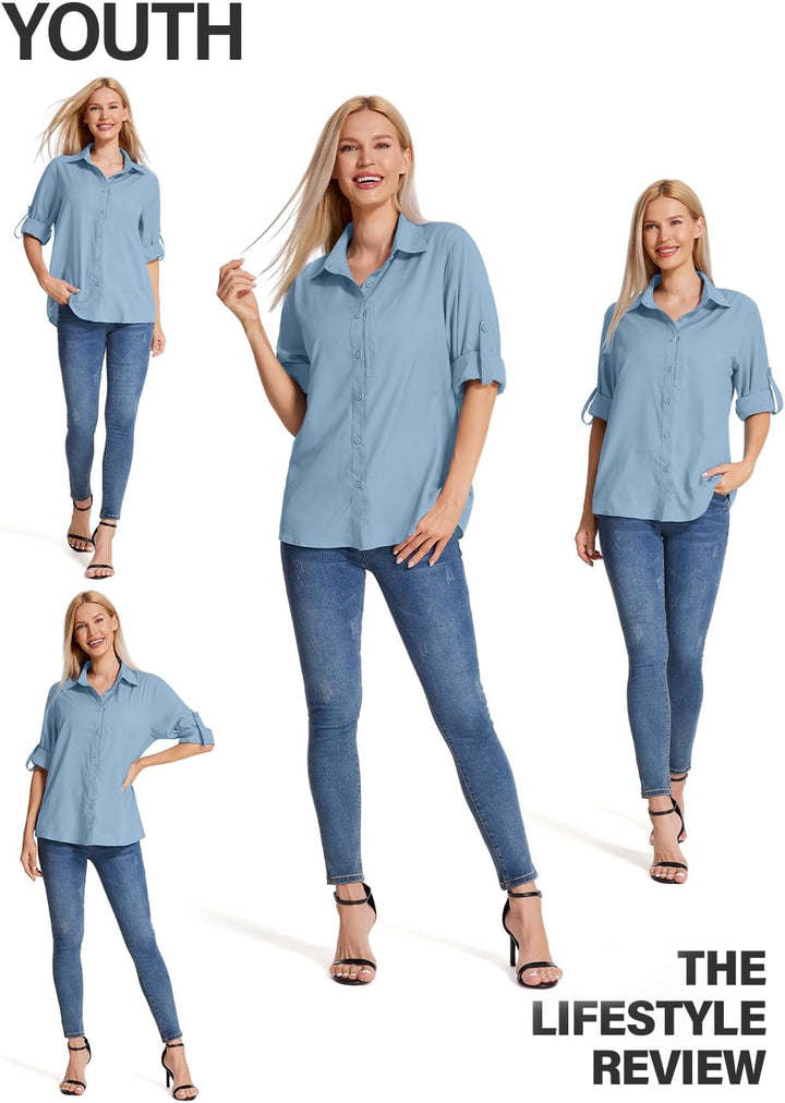 yeyity Damen Hemdbluse UV Schutz Langarmshirt Damen Schnell Trocknende Sport Shirts Wandershirt Safa