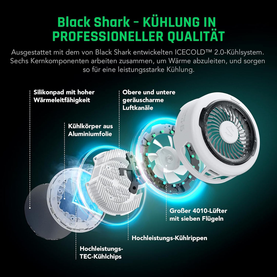 Black Shark FunCooler 6 Magnetic Phone Cooler für Gaming, Tragbarer Handy Kühler mit RGB-Beleuchtung