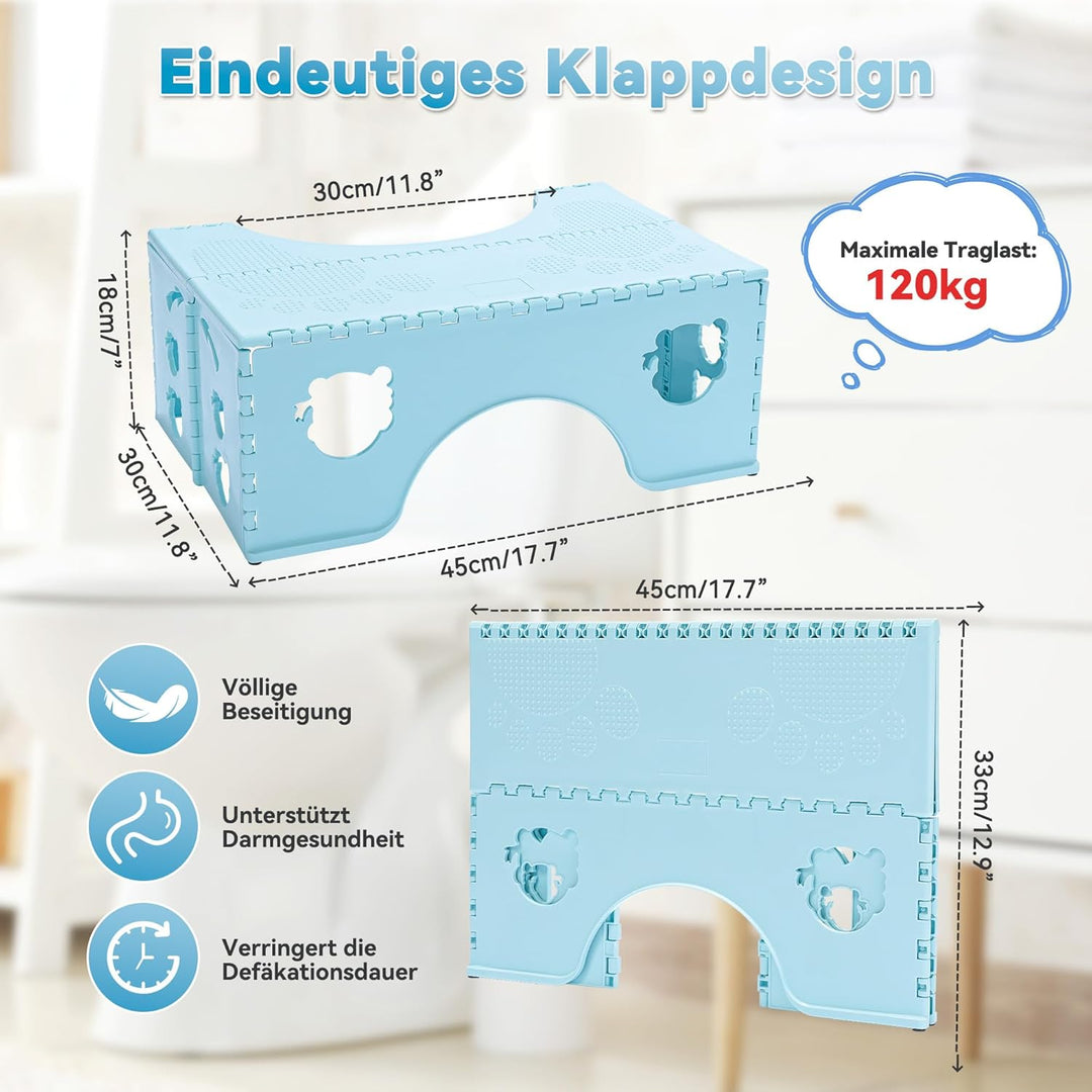 Toilettenhocker Klappbar - Physiologischer Hocker Badezimmer für Erwachsene und Kinder - WC Hocker (