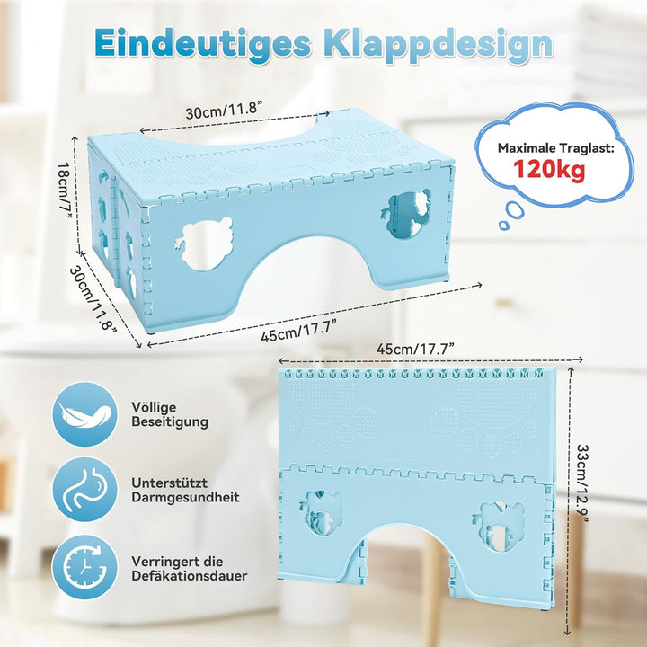 Toilettenhocker Klappbar - Physiologischer Hocker Badezimmer für Erwachsene und Kinder - WC Hocker (