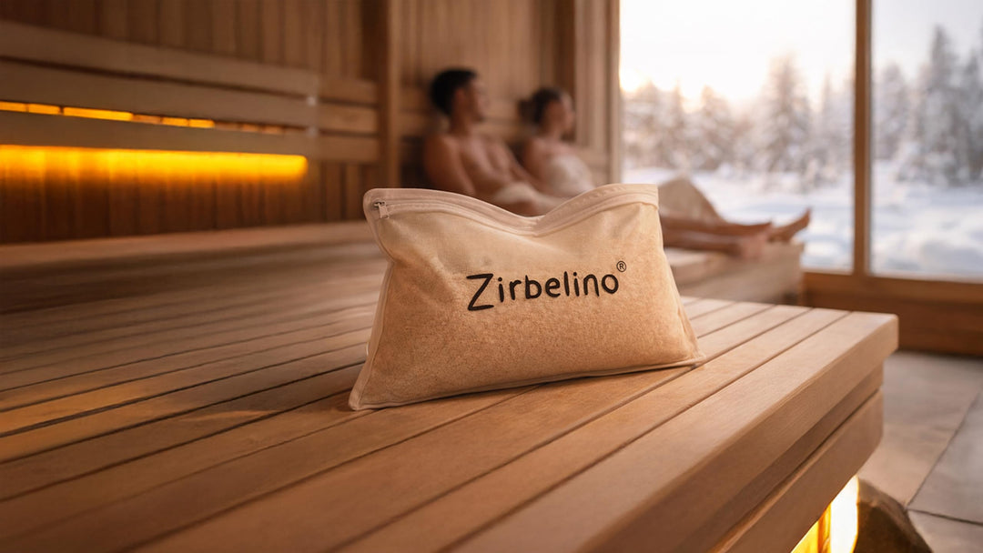 ZIRBELINO Sauna-Zirbenkissen mit Henkel - 20x30cm - SPEZIAL-FÜLLUNG mit sehr harzreichen Zirbenspäne