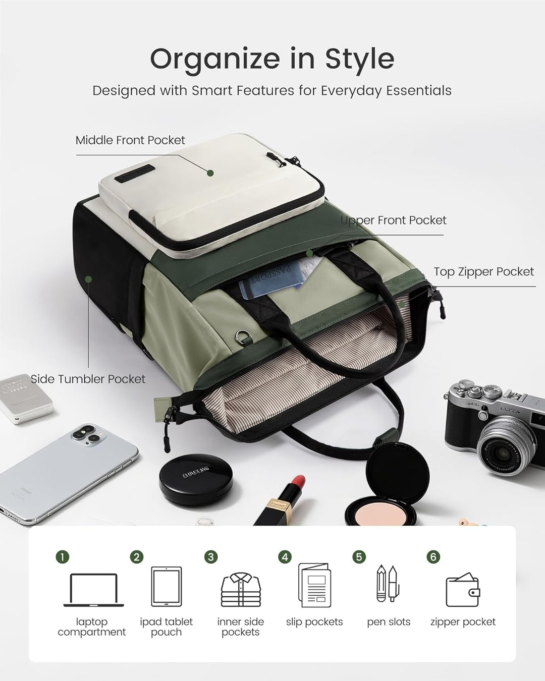 LOVEVOOK Rucksack Damen, 17,3 Zoll Laptop Schulrucksack Teenager Mit Grossem Fach für Trinkflasche,T