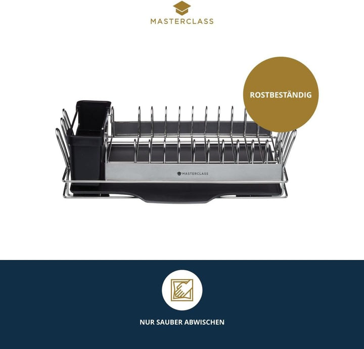 MasterClass Geschirr Abtropfständer Spüle, Edelstahl Abtropfgestell mit rutschfesten Gummifüssen, Ab