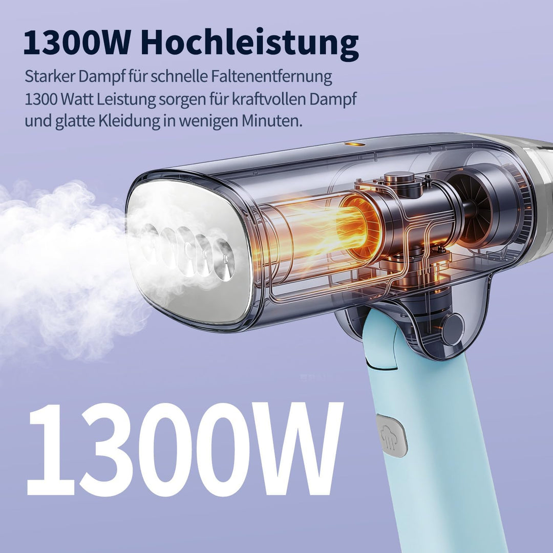 Steamer Dampfglätter, 1300W Dampfbügeleisen Reisebügeleisen Steam iron, 5s Blitzschnelles Aufheizen,