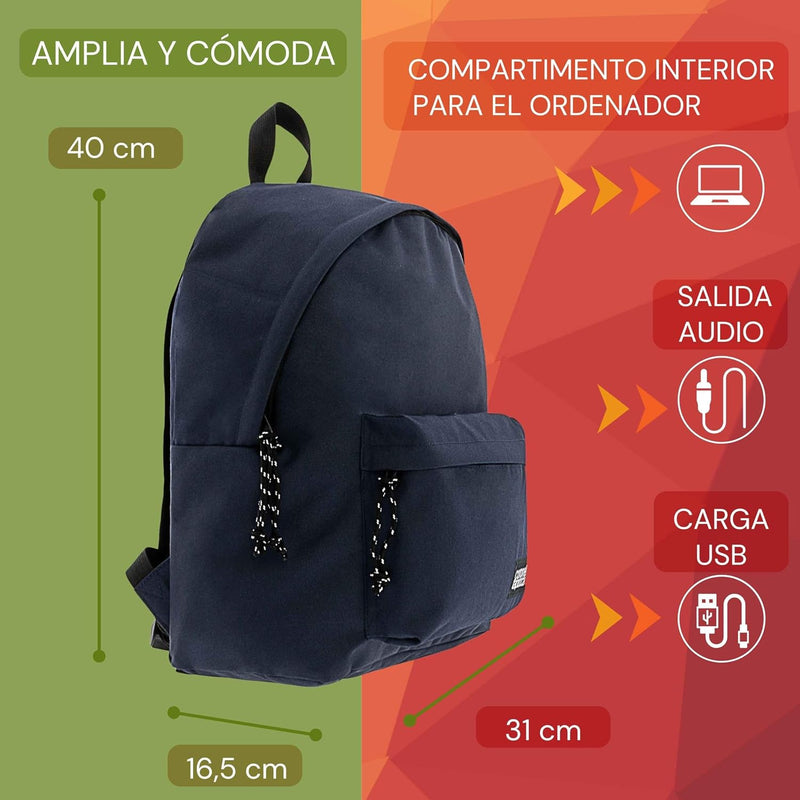 Coronel Tapiocca Herren Rucksack Urban Laptop Backpack 31x40x13 Marineblau, Marineblau