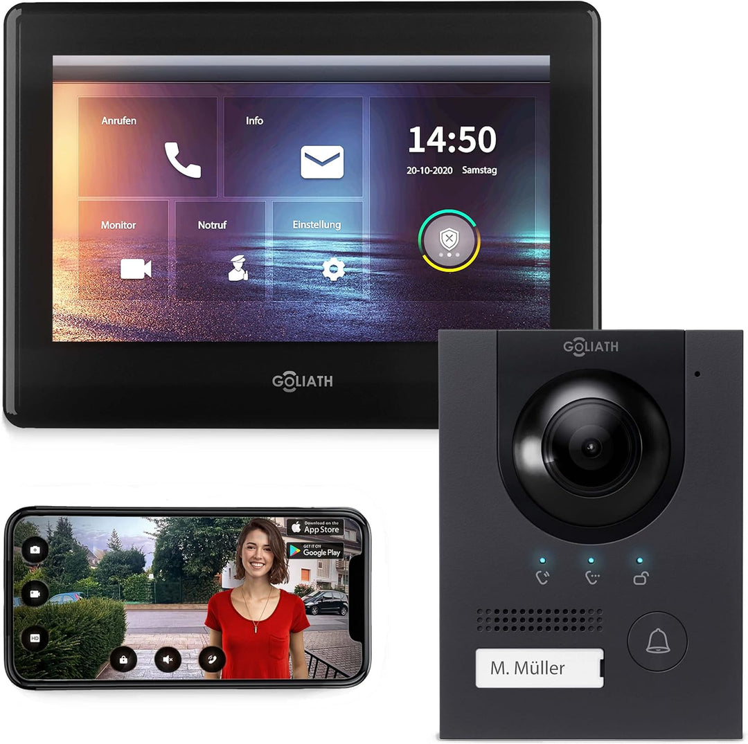 Goliath IP | Unterputz | Video Türsprechanlage | 2MP | Anthrazit Türstation | 180° Ultra Weitwinkel