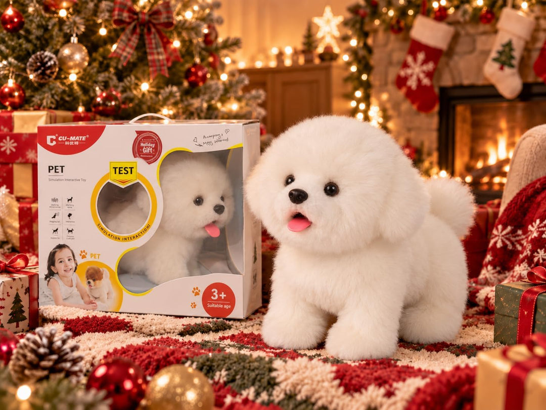 CU-MATE Plush Interactive Maltese Simulation Dog-Realistic Stuffed Animal Puppy Electronic Toy Robot
