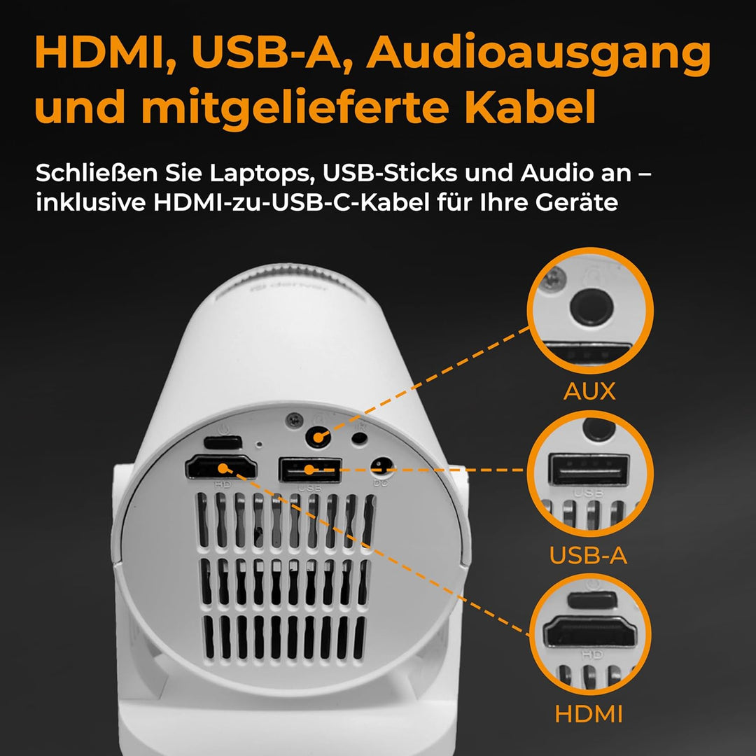 DENVER PR-1500 Mini Beamer, LED Projektor mit 120 ANSI Lumen, Unterstützt HD 720p, HDMI, USB & Bluet