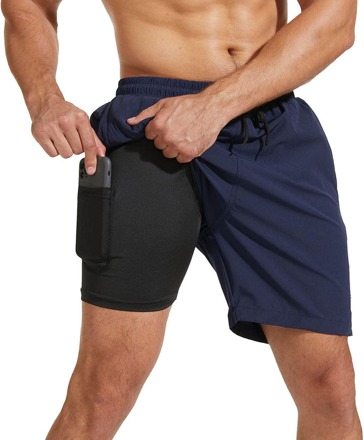 JustSun Sporthose Herren kurz Schnelltrocknend Badehose mit Reissverschlusstasche M Dunkelblau, M Du