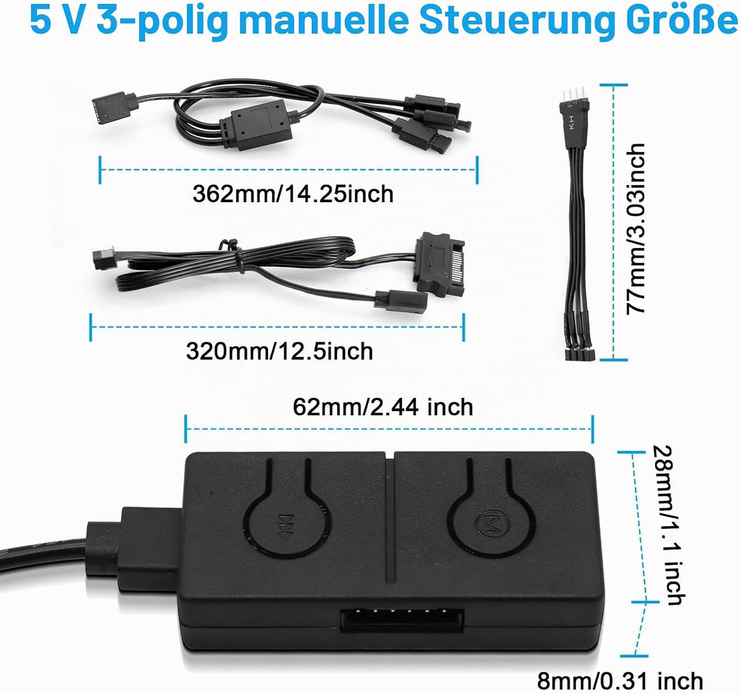ARGB Konverter RUIZHI 5V ARGB zu 12V RGB Motherboard mit Manueller Controller zum Schalten von Farbw