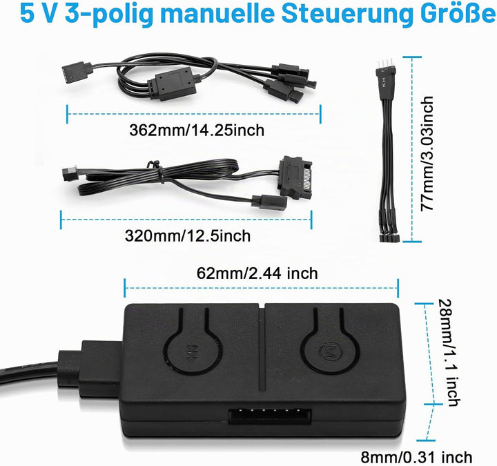 ARGB Konverter RUIZHI 5V ARGB zu 12V RGB Motherboard mit Manueller Controller zum Schalten von Farbw