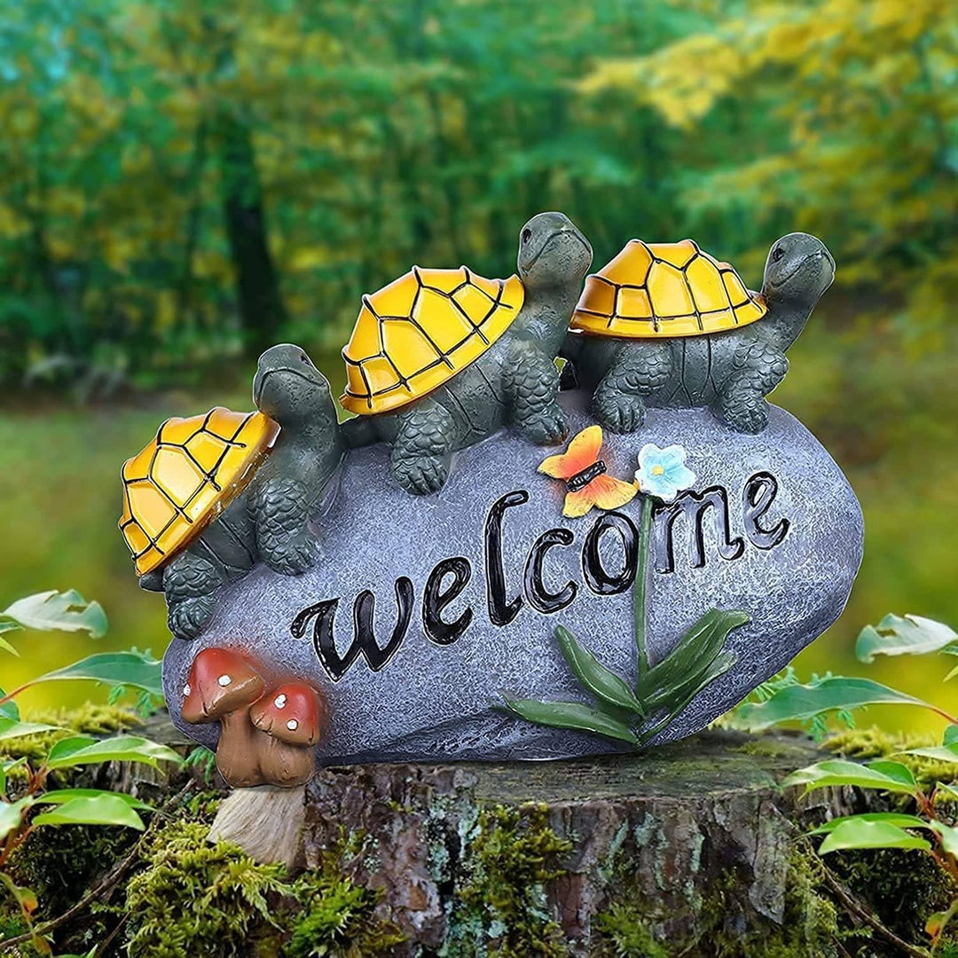 pearlstar Gartenfiguren für draussen wetterfest, Solar Schildkröte Figuren für aussen, Solar Statue